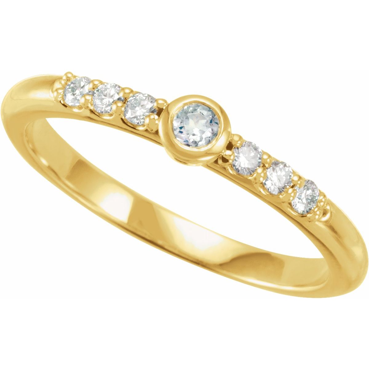 Natural Blue Sheen Moonstone & 1/6 CTW Natural Diamond Stackable Ring in 14k yellow gold