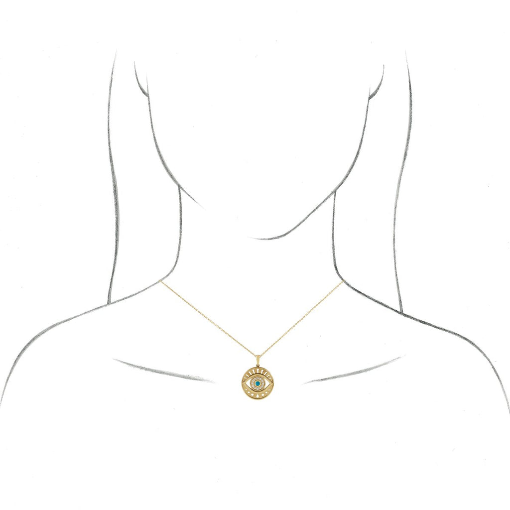 Natural Ethiopian Opal & 1/6 CTW Natural Diamond Evil Eye Necklace