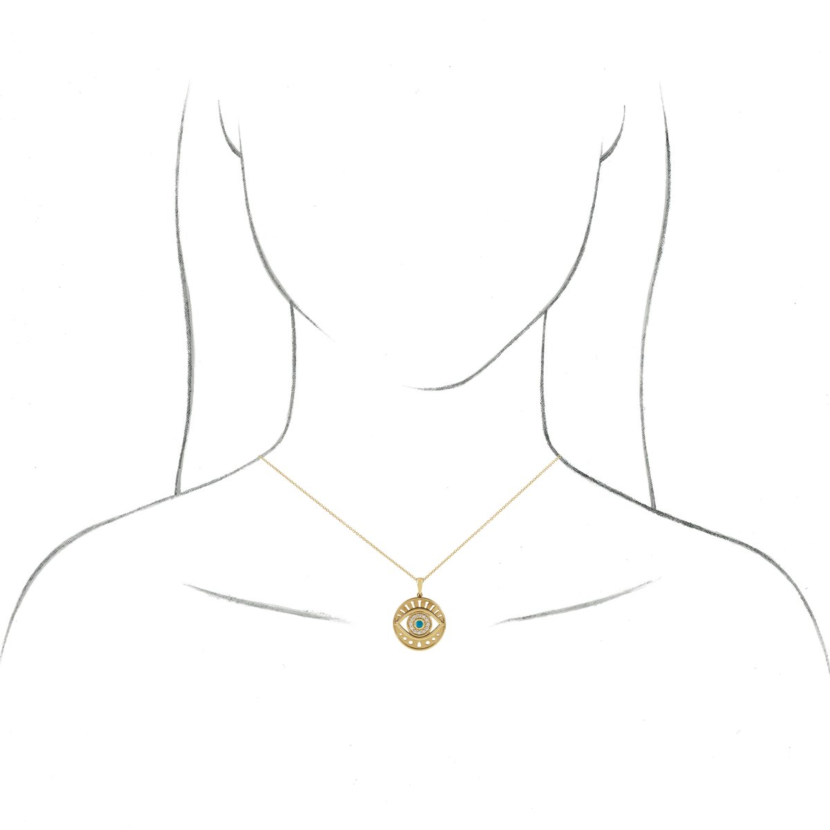 Natural Ethiopian Opal & 1/6 CTW Natural Diamond Evil Eye Necklace