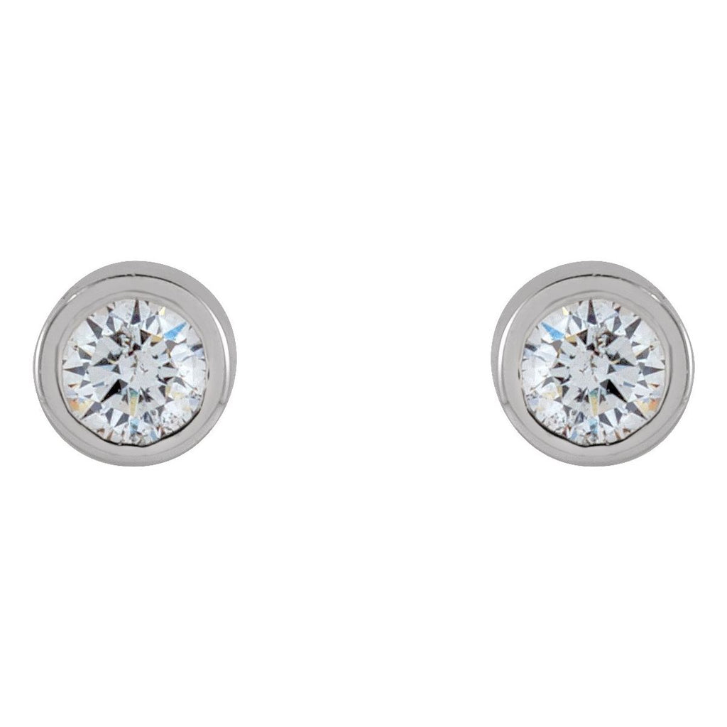 .04 CTW Natural Diamond Micro Bezel-Set Earrings in 14k white gold