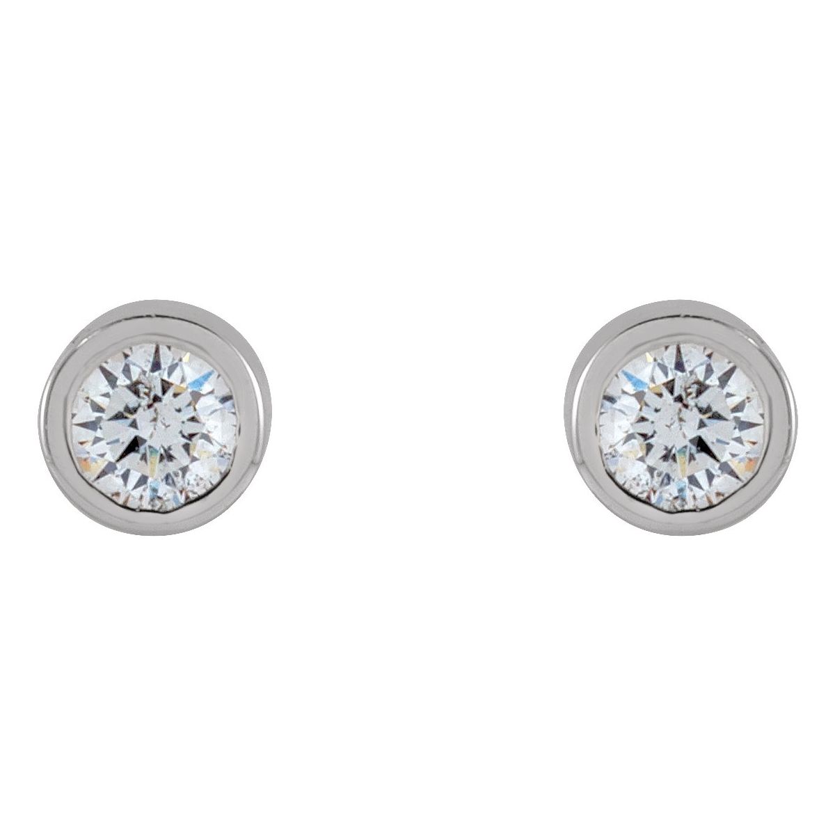 .04 CTW Natural Diamond Micro Bezel-Set Earrings in 14k white gold