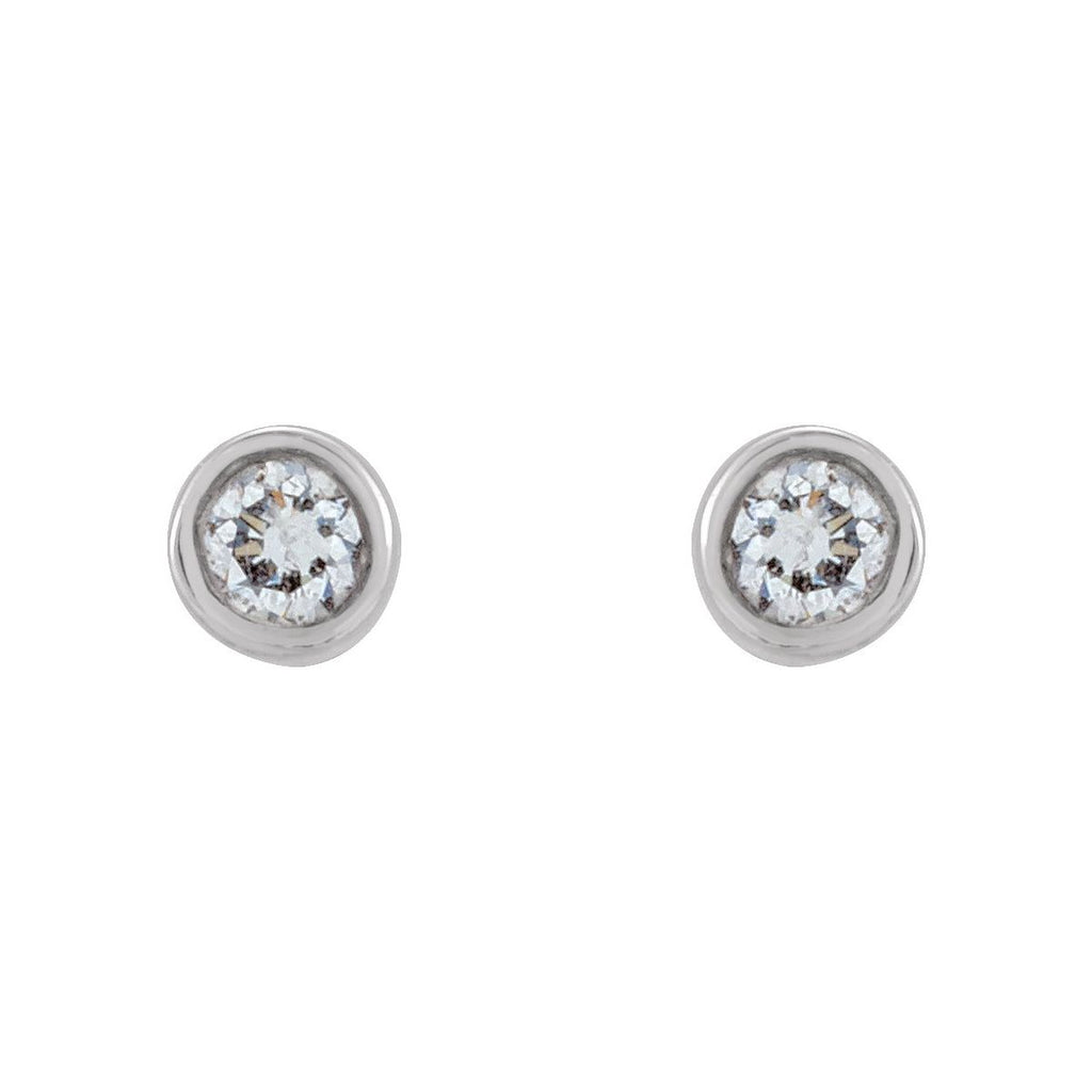 .03 CTW Natural Diamond Micro Bezel-Set Earrings in 14k white gold