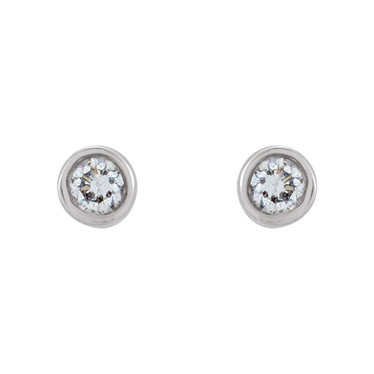 .03 CTW Natural Diamond Micro Bezel-Set Earrings in 14k white gold