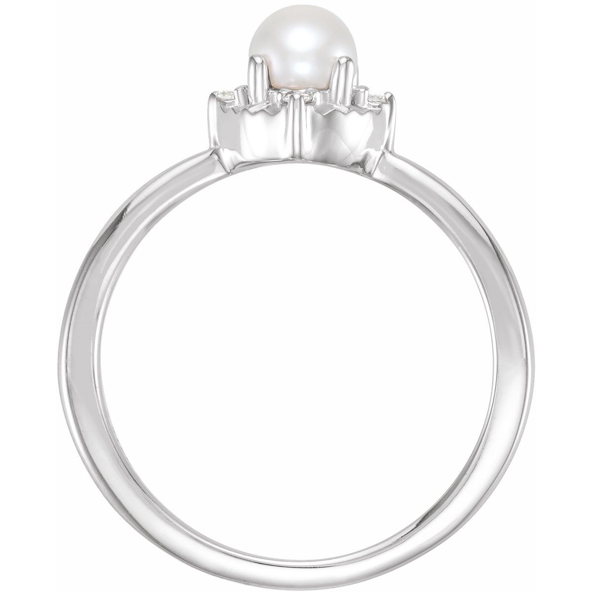 Cultured White Freshwater Pearl & .04 CTW Natural Diamond Halo-Style Ring in 14k white gold