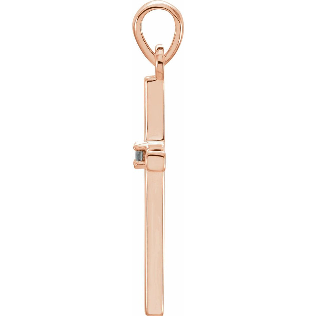 Natural Alexandrite Cross Pendant in 14k rose gold