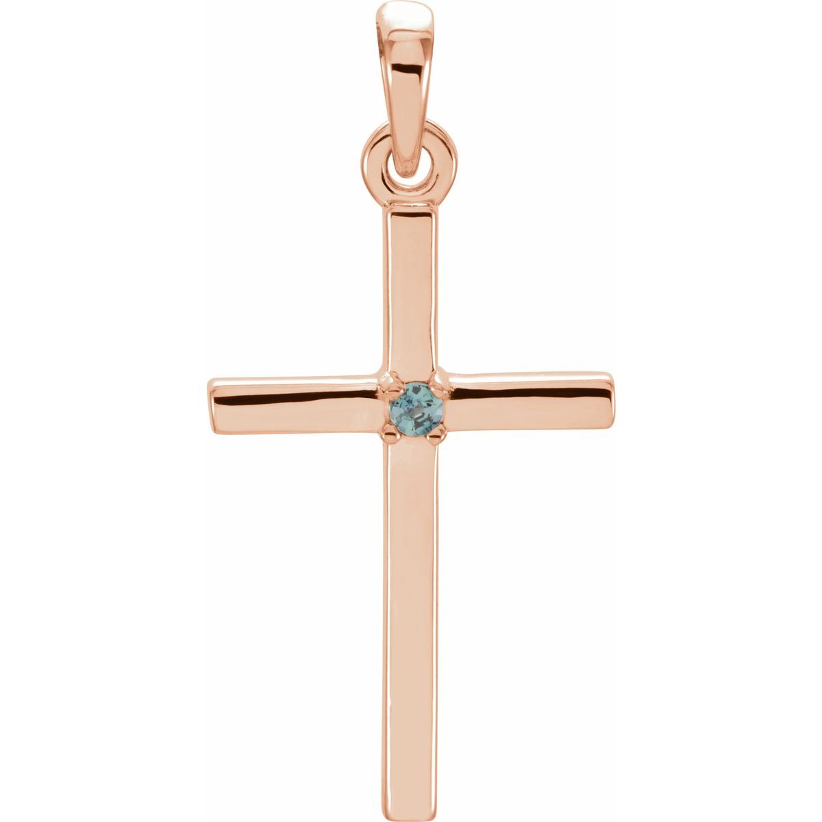 Natural Alexandrite Cross Pendant in 14k rose gold