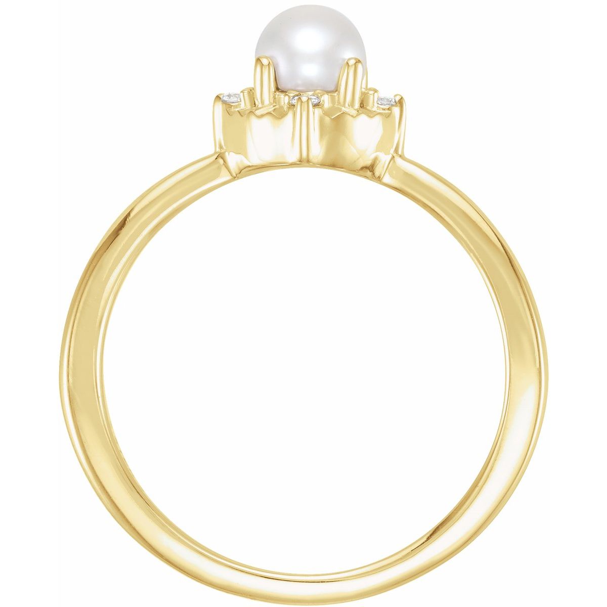 Cultured White Freshwater Pearl & .04 CTW Natural Diamond Halo-Style Ring in 14k yellow gold