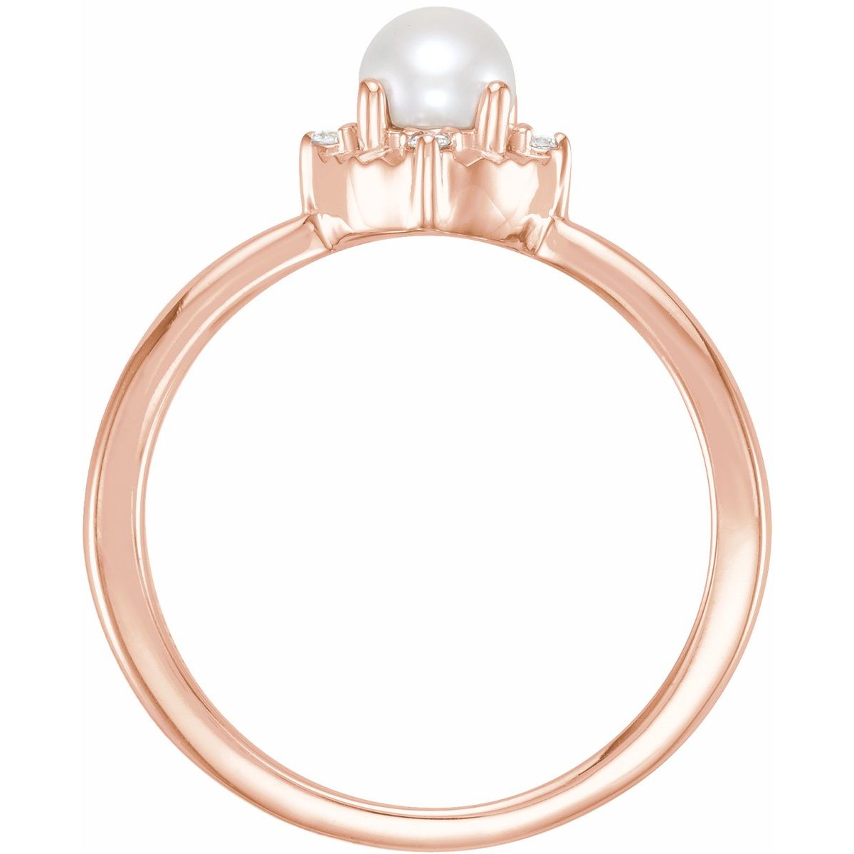 Cultured White Freshwater Pearl & .04 CTW Natural Diamond Halo-Style Ring in 14k rose gold