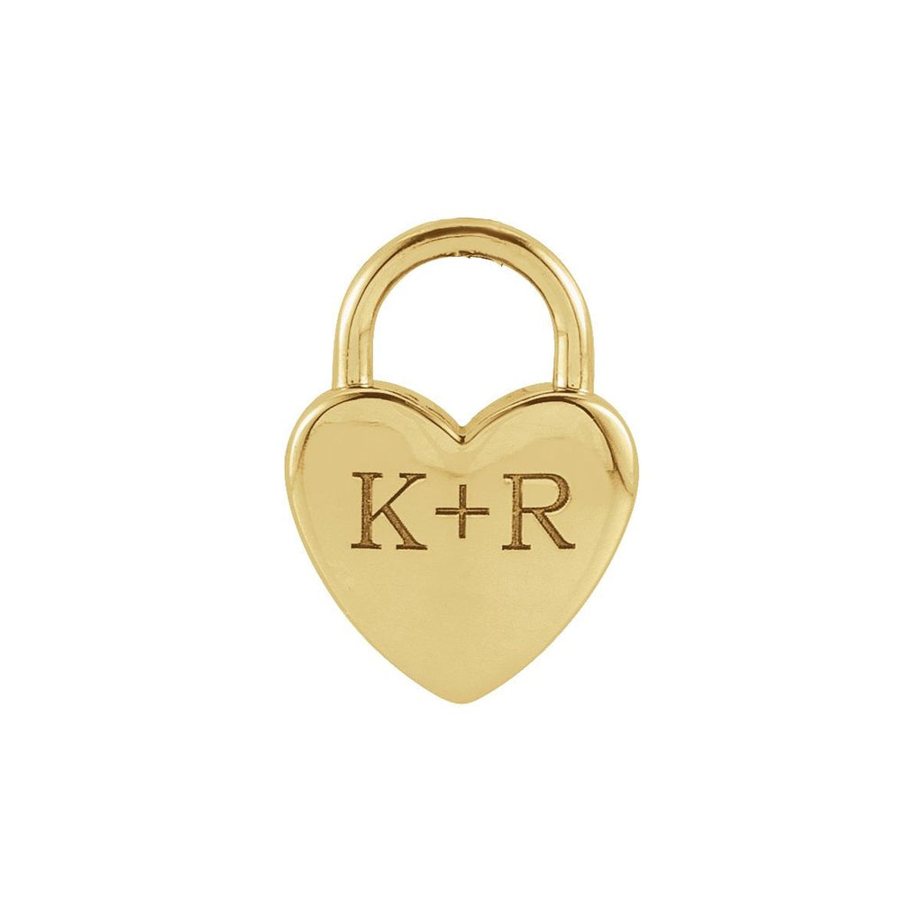 Engravable Heart Lock Pendant in 14k yellow gold