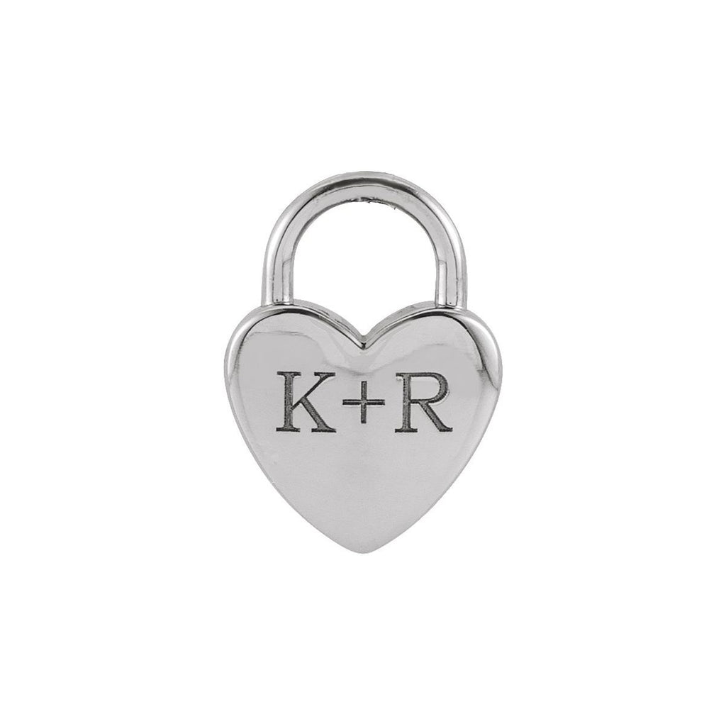 Engravable Heart Lock Pendant in 14k white gold
