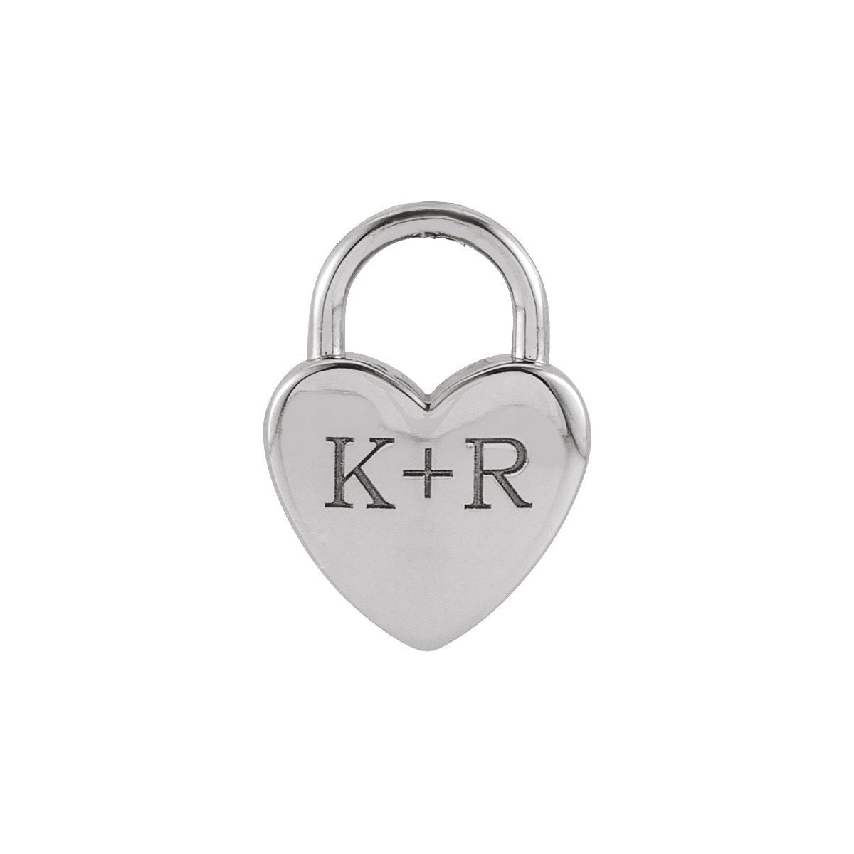 Engravable Heart Lock Pendant in 14k white gold