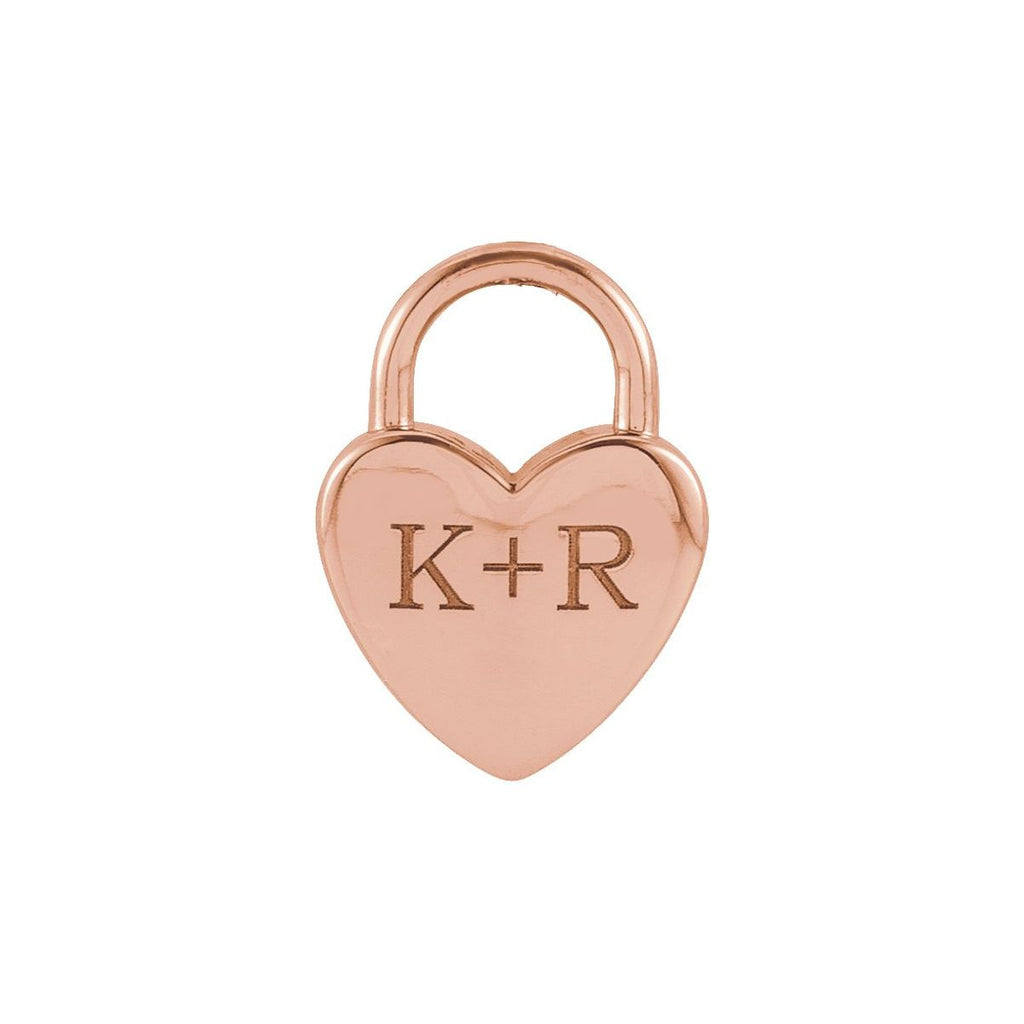 Engravable Heart Lock Pendant in 14k rose gold