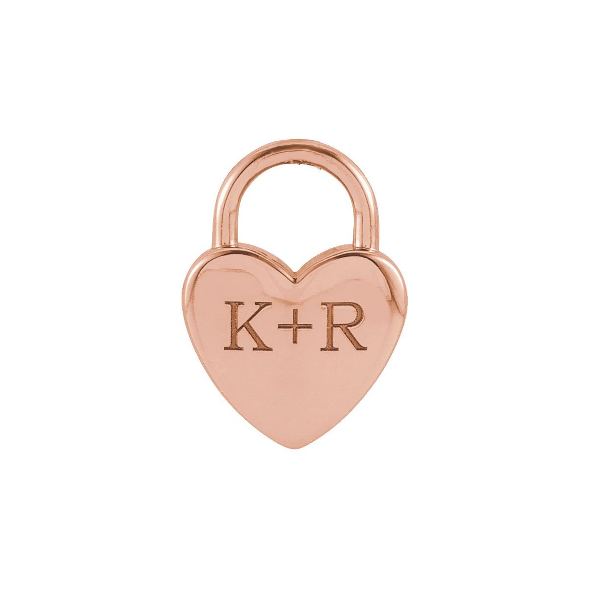 Engravable Heart Lock Pendant in 14k rose gold