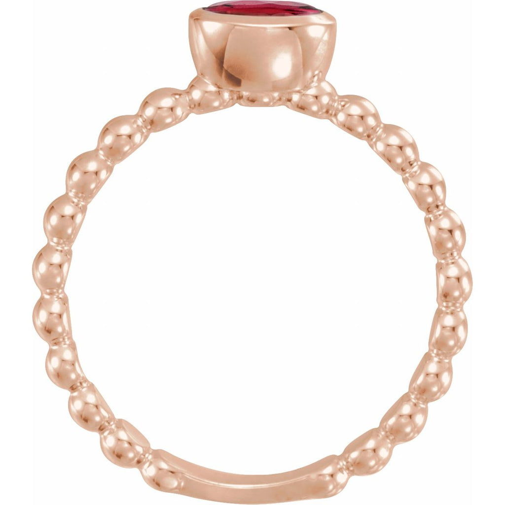 Natural Ruby Family Stackable Ring in 14k rose gold