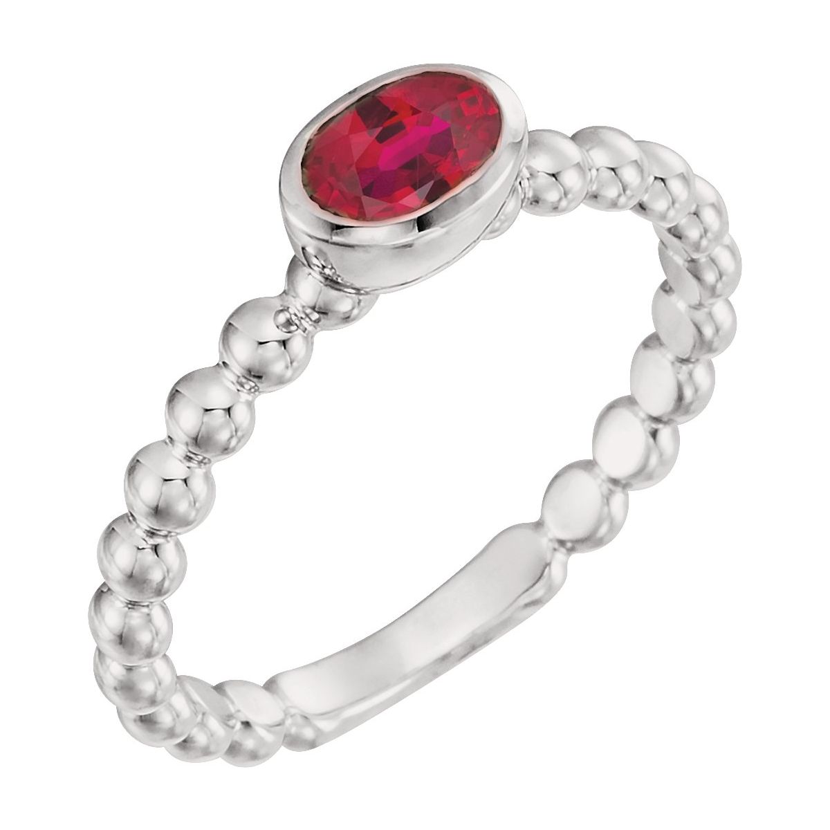 Natural Ruby Family Stackable Ring in 14k white gold