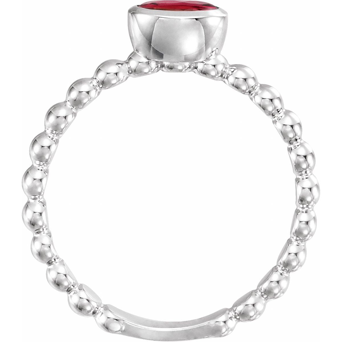 Natural Ruby Family Stackable Ring in 14k white gold