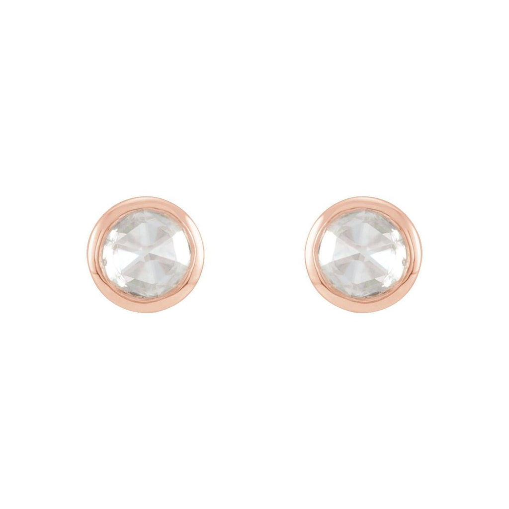 1 1/2 CTW Rose-Cut Natural Diamond Bezel-Set Earrings in 14k rose gold