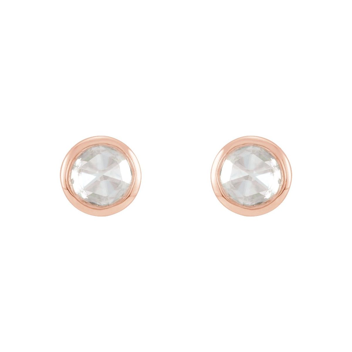 1 1/2 CTW Rose-Cut Natural Diamond Bezel-Set Earrings in 14k rose gold