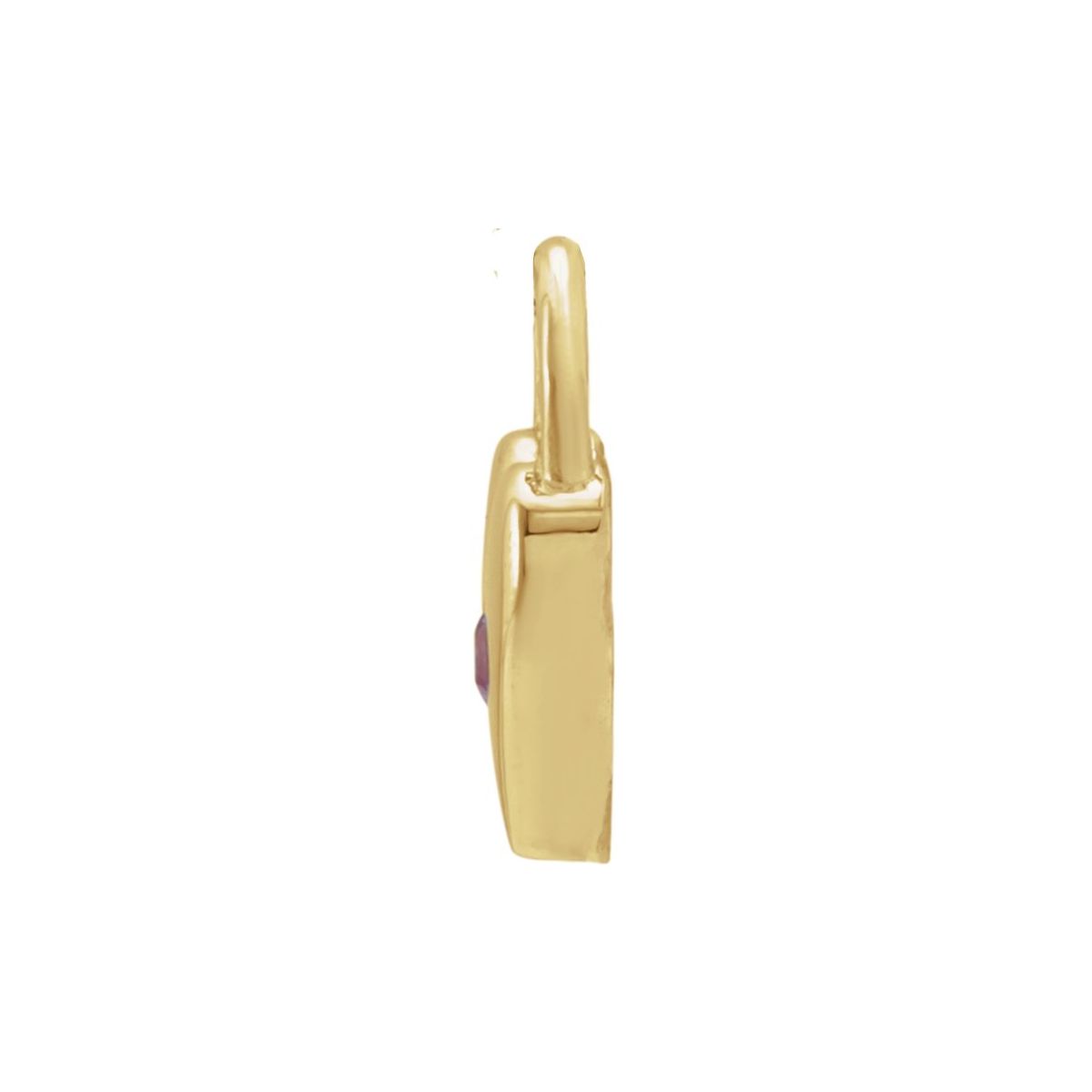 Natural Pink Sapphire Heart Lock Pendant in 14k yellow gold
