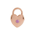 Natural Pink Sapphire Heart Lock Pendant in 14k rose gold