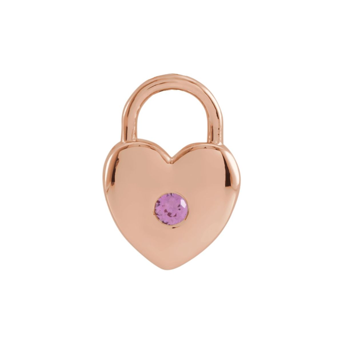 Natural Pink Sapphire Heart Lock Pendant in 14k rose gold