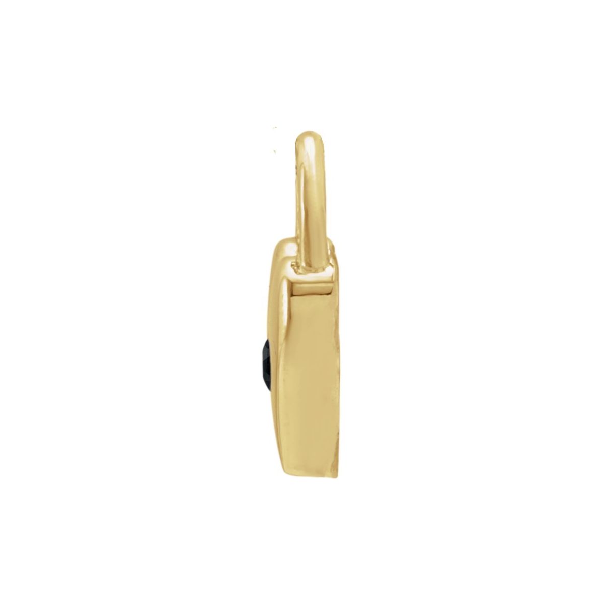 Natural Black Spinel Heart Lock Pendant in 14k yellow gold