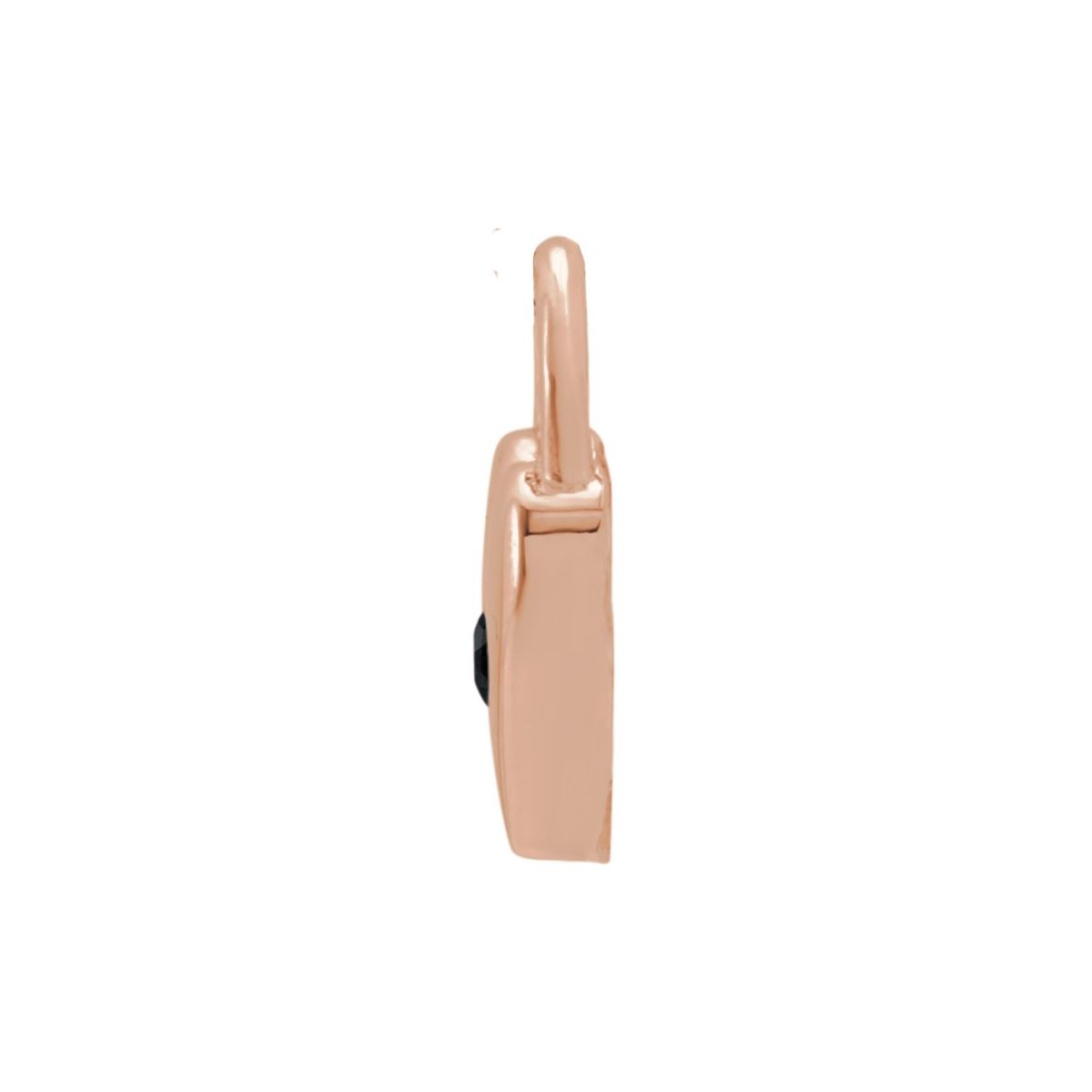 Natural Black Spinel Heart Lock Pendant in 14k rose gold