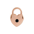 Natural Black Spinel Heart Lock Pendant in 14k rose gold
