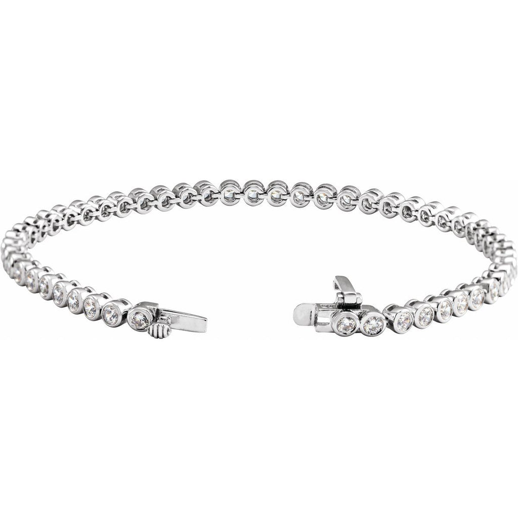 3 1/2 CTW Lab-Grown Diamond Bezel-Set Bracelet in 14k white gold