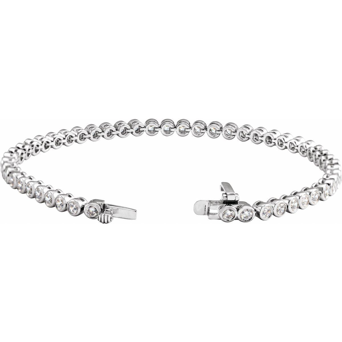 3 1/2 CTW Lab-Grown Diamond Bezel-Set Bracelet in 14k white gold