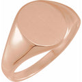 14.6x12.1 mm Oval Signet Ring in 14k rose gold