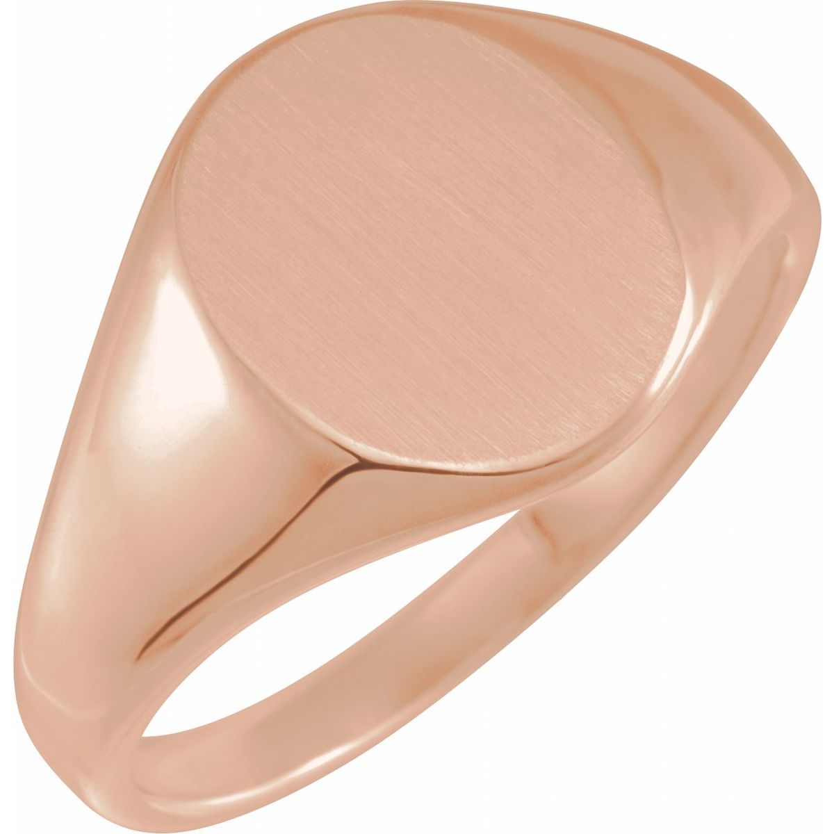 14.6x12.1 mm Oval Signet Ring in 14k rose gold