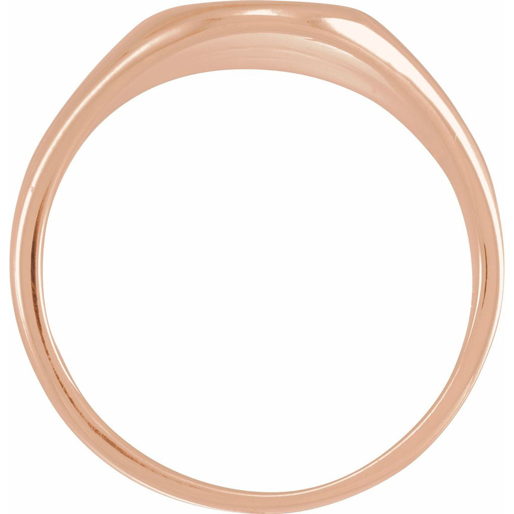 14.6x12.1 mm Oval Signet Ring in 14k rose gold