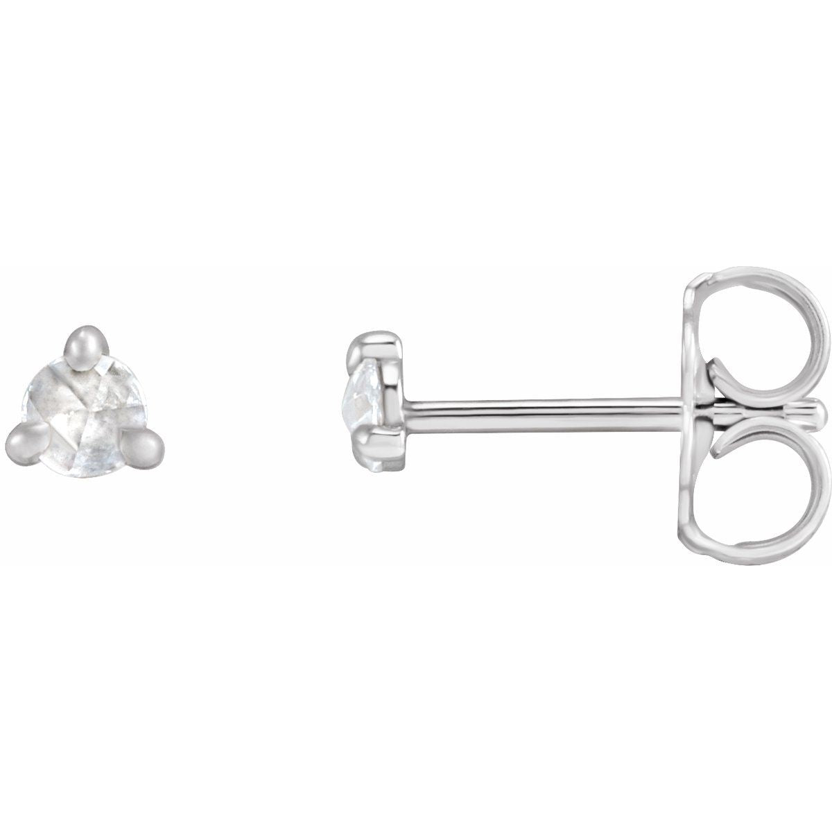.04 CTW Rose-Cut Natural Diamond Stud Earrings in 14k white gold