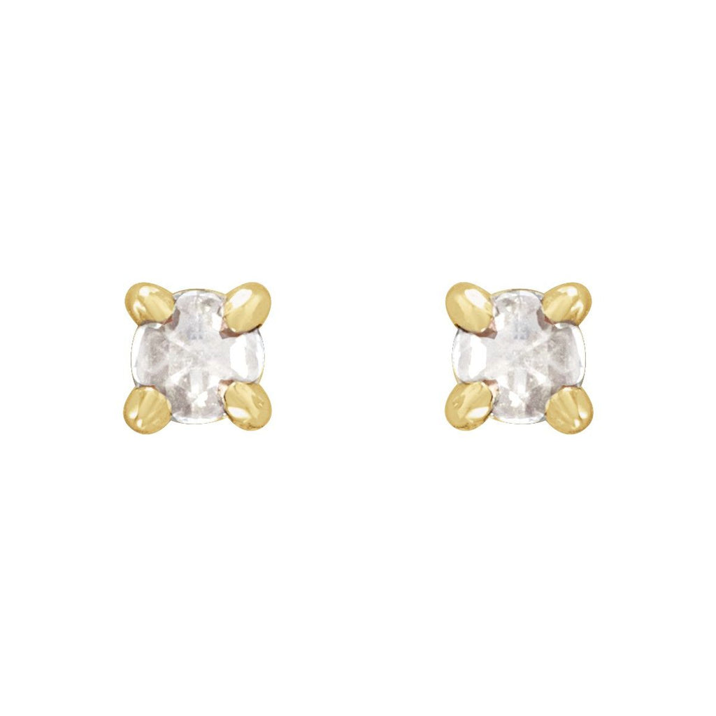 .07 CTW Rose-Cut Natural Diamond Stud Earrings in 14k yellow gold