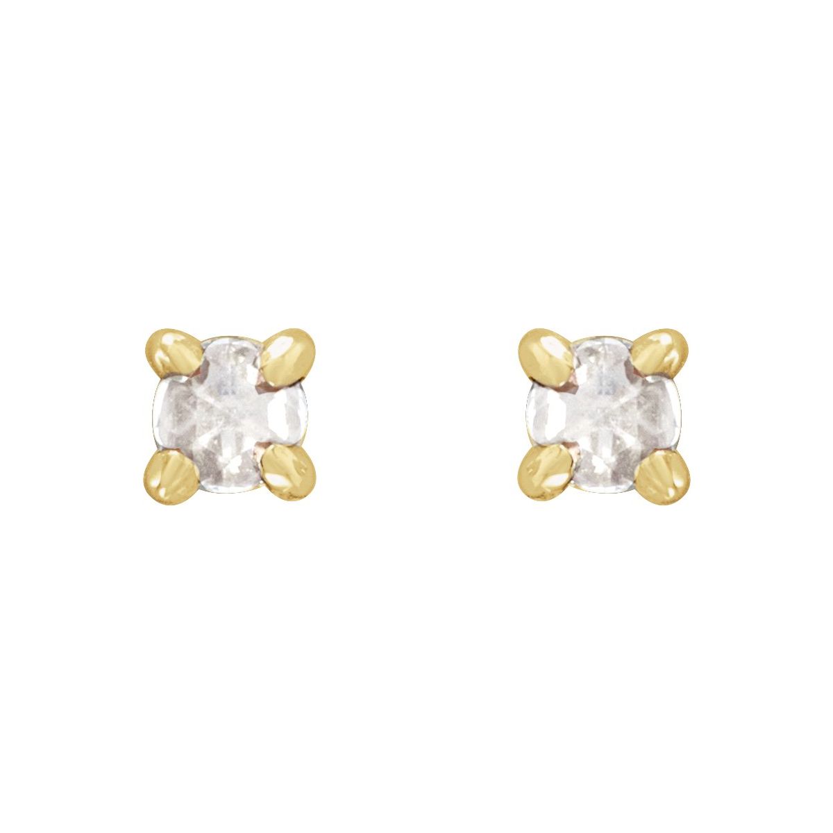 .07 CTW Rose-Cut Natural Diamond Stud Earrings in 14k yellow gold