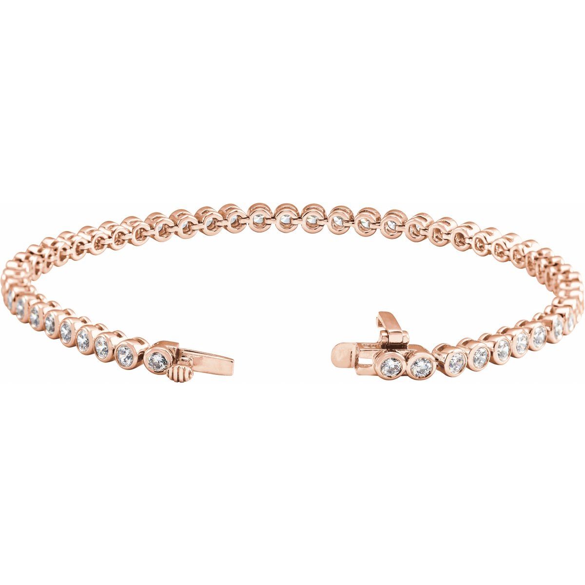 3 1/2 CTW Lab-Grown Diamond Bezel-Set Bracelet in 14k rose gold