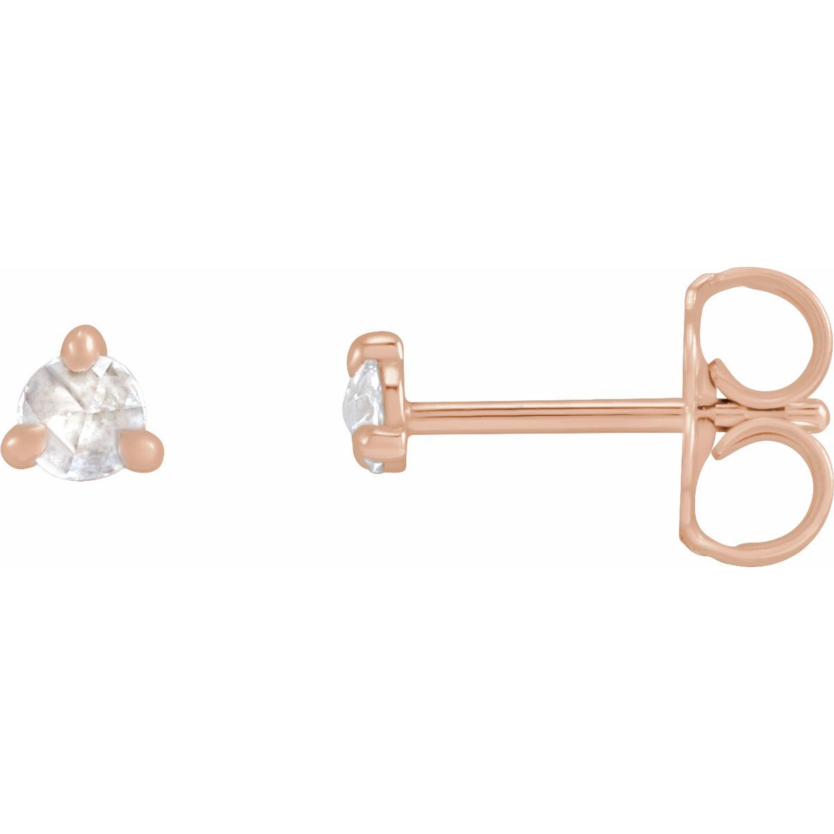 .04 CTW Rose-Cut Natural Diamond Stud Earrings in 14k rose gold
