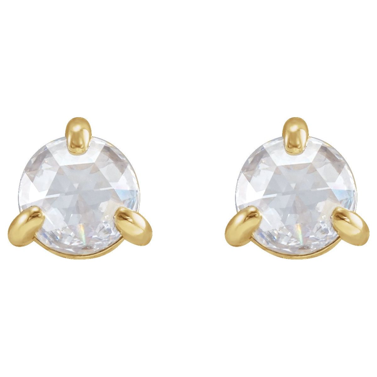 .04 CTW Rose-Cut Natural Diamond Stud Earrings in 14k yellow gold