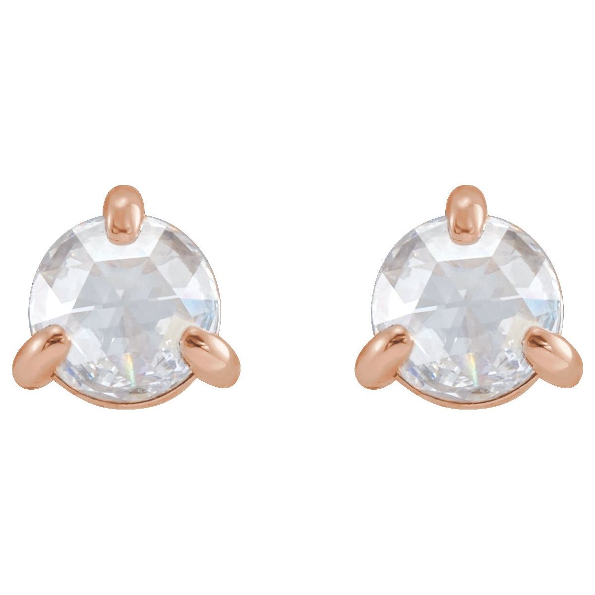 .04 CTW Rose-Cut Natural Diamond Stud Earrings in 14k rose gold