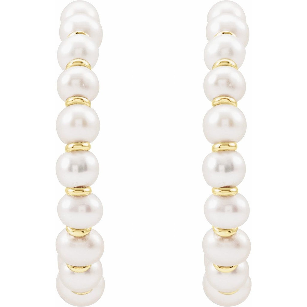 Cultured White Freshwater Pearl 30.3 mm Hoop Earrings in 14k yellow gold