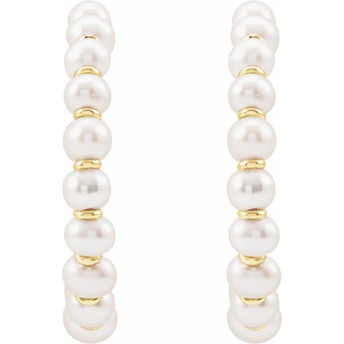 Cultured White Freshwater Pearl 30.3 mm Hoop Earrings in 14k yellow gold