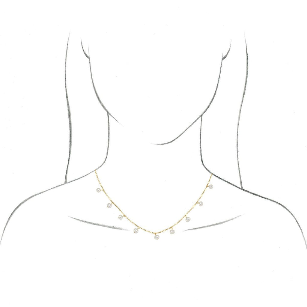 Cultured White Freshwater Pearl Necklace in 14k yellow gold