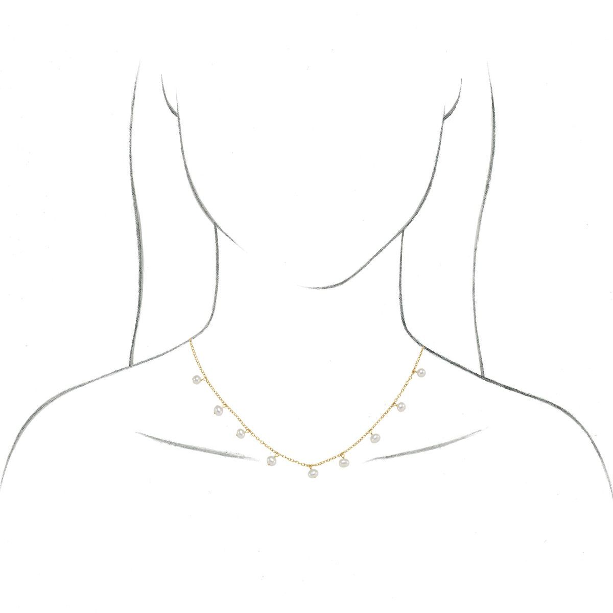 Cultured White Freshwater Pearl Necklace in 14k yellow gold