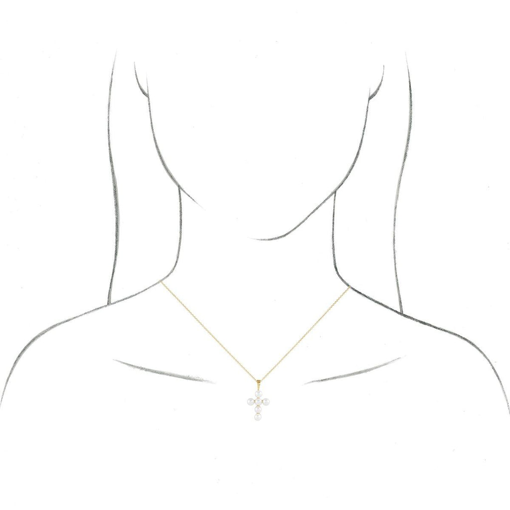 Cultured White Freshwater Pearl Cross Necklace