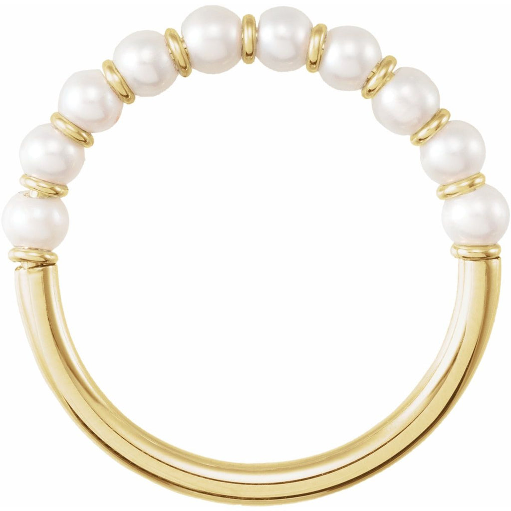 Cultured White Freshwater Pearl Ring in 14k yellow gold