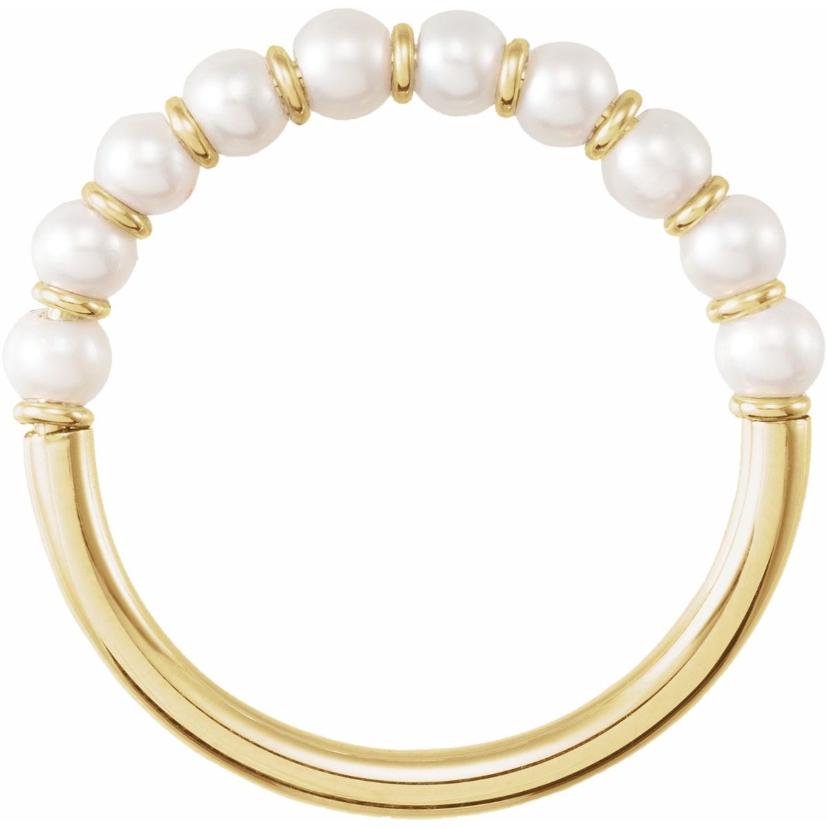 Cultured White Freshwater Pearl Ring in 14k yellow gold