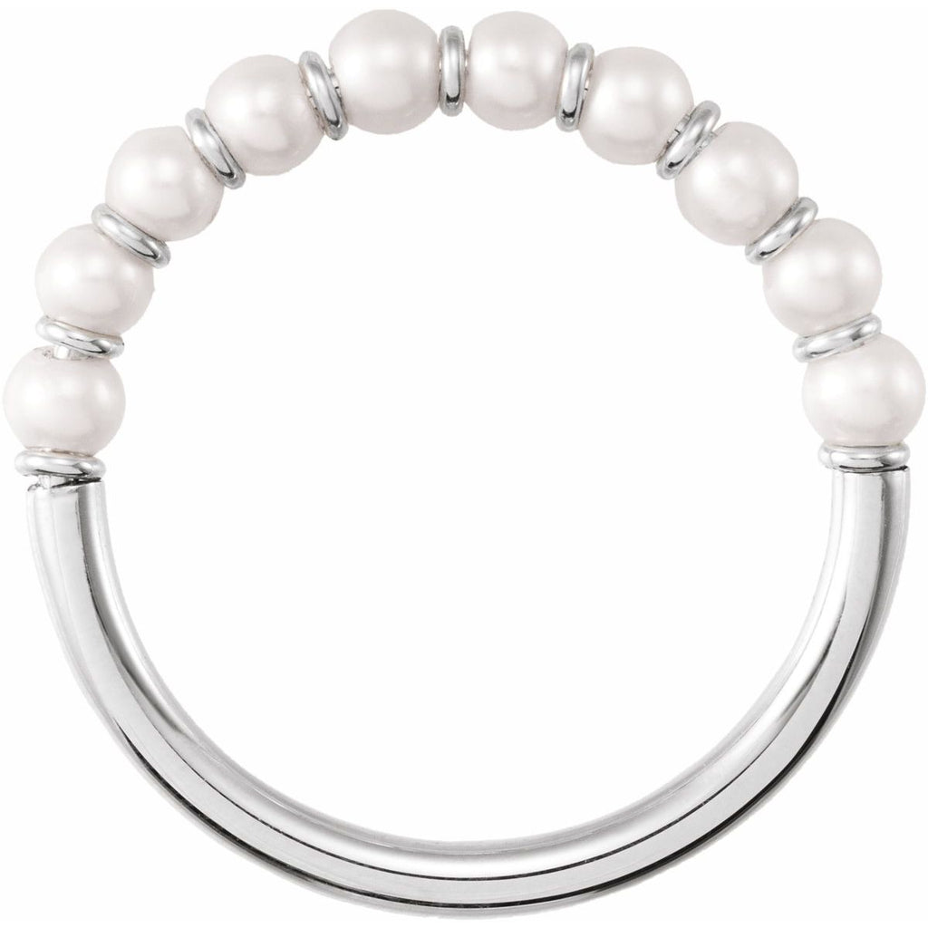 Cultured White Freshwater Pearl Ring in 14k white gold