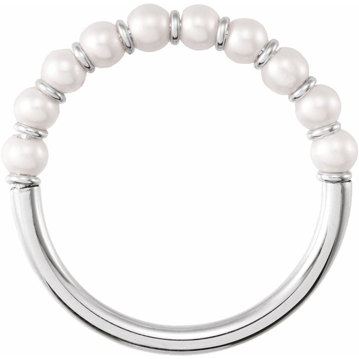 Cultured White Freshwater Pearl Ring in 14k white gold
