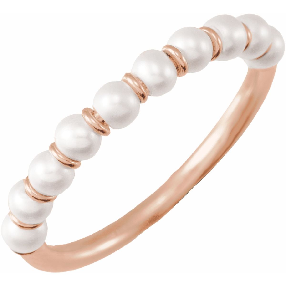 Cultured White Freshwater Pearl Ring in 14k rose gold
